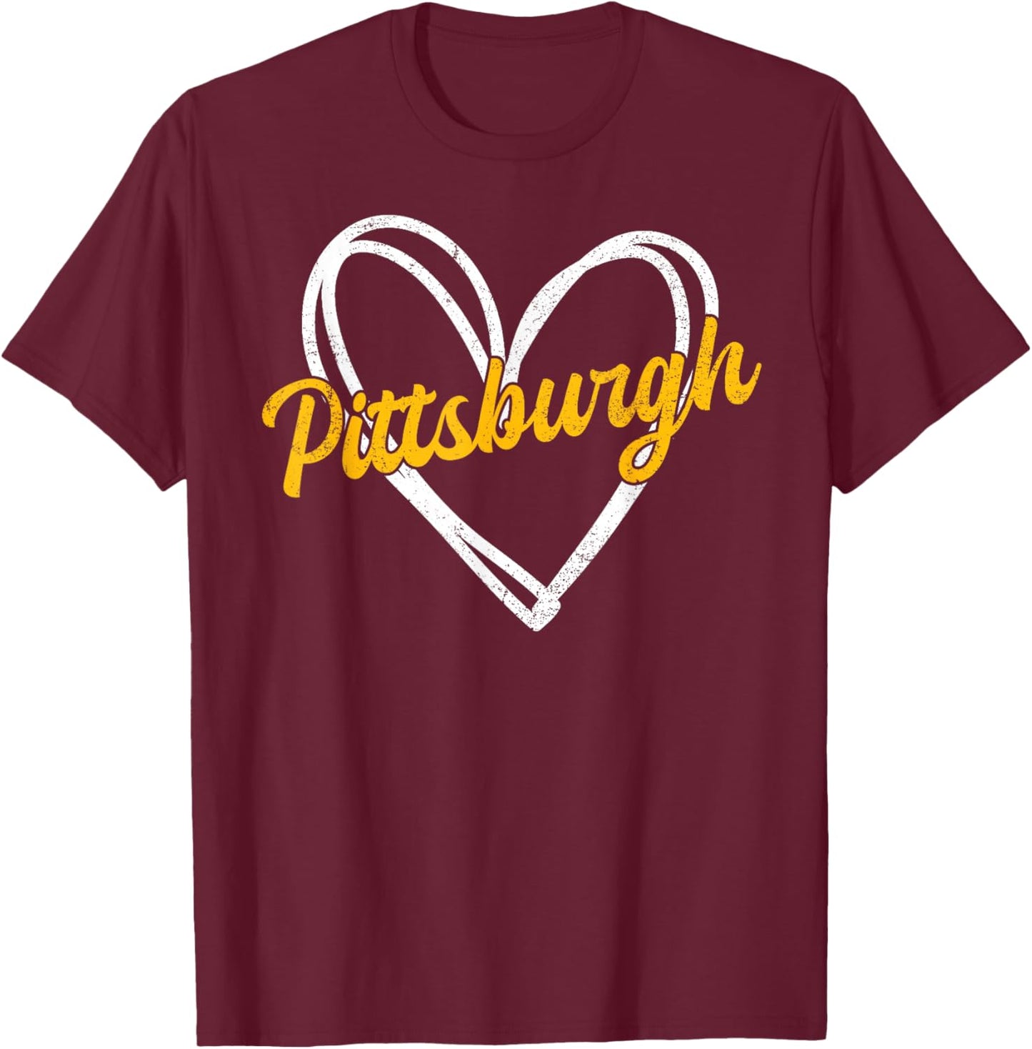 Pittsburgh Heart Man Woman Kid Men Women T-Shirt - T-Shirt | Maroon