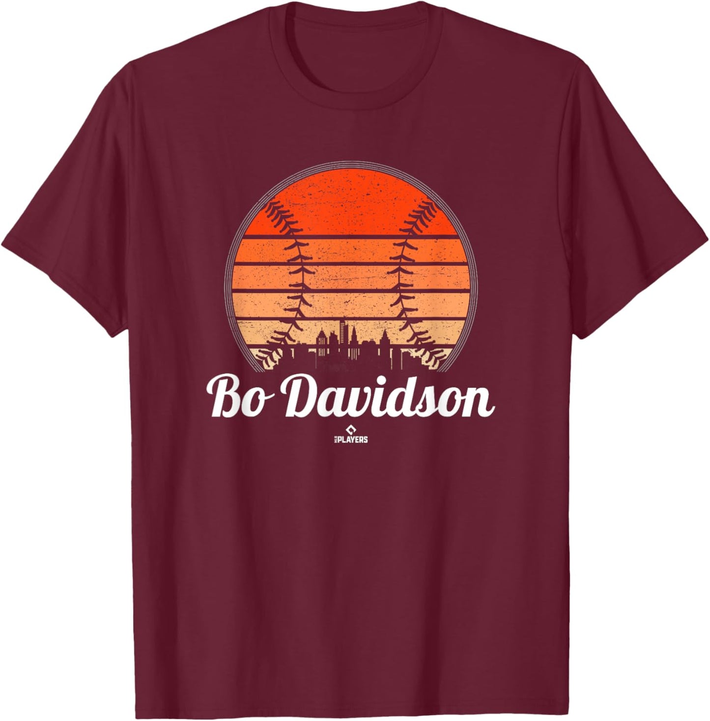 Vintage Baseball Sunset Bo Davidson Prospect Baseball Fan T-Shirt - T-Shirt | Maroon