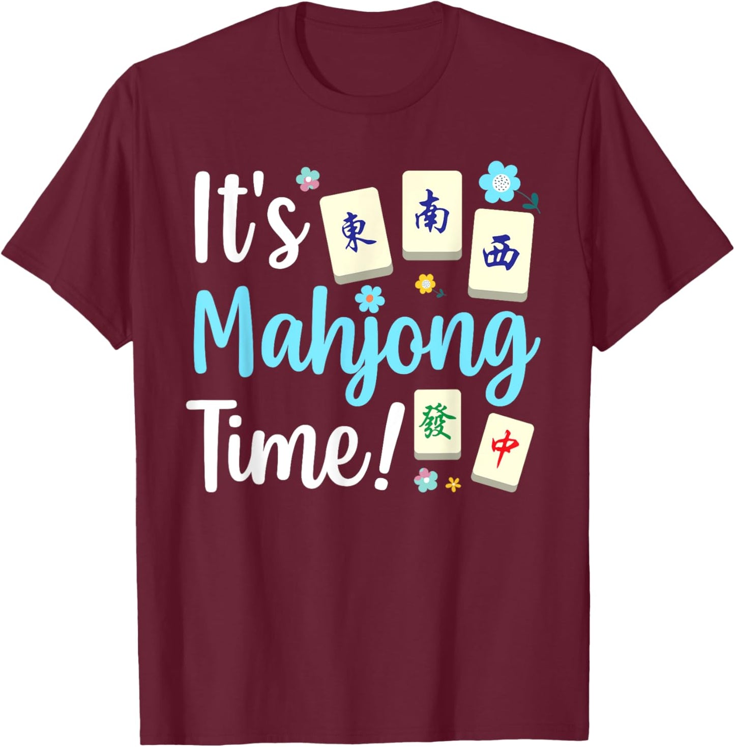 Cute Mahjong Design Women Tile Game Mahjong Player T-Shirt - T-Shirt | Maroon