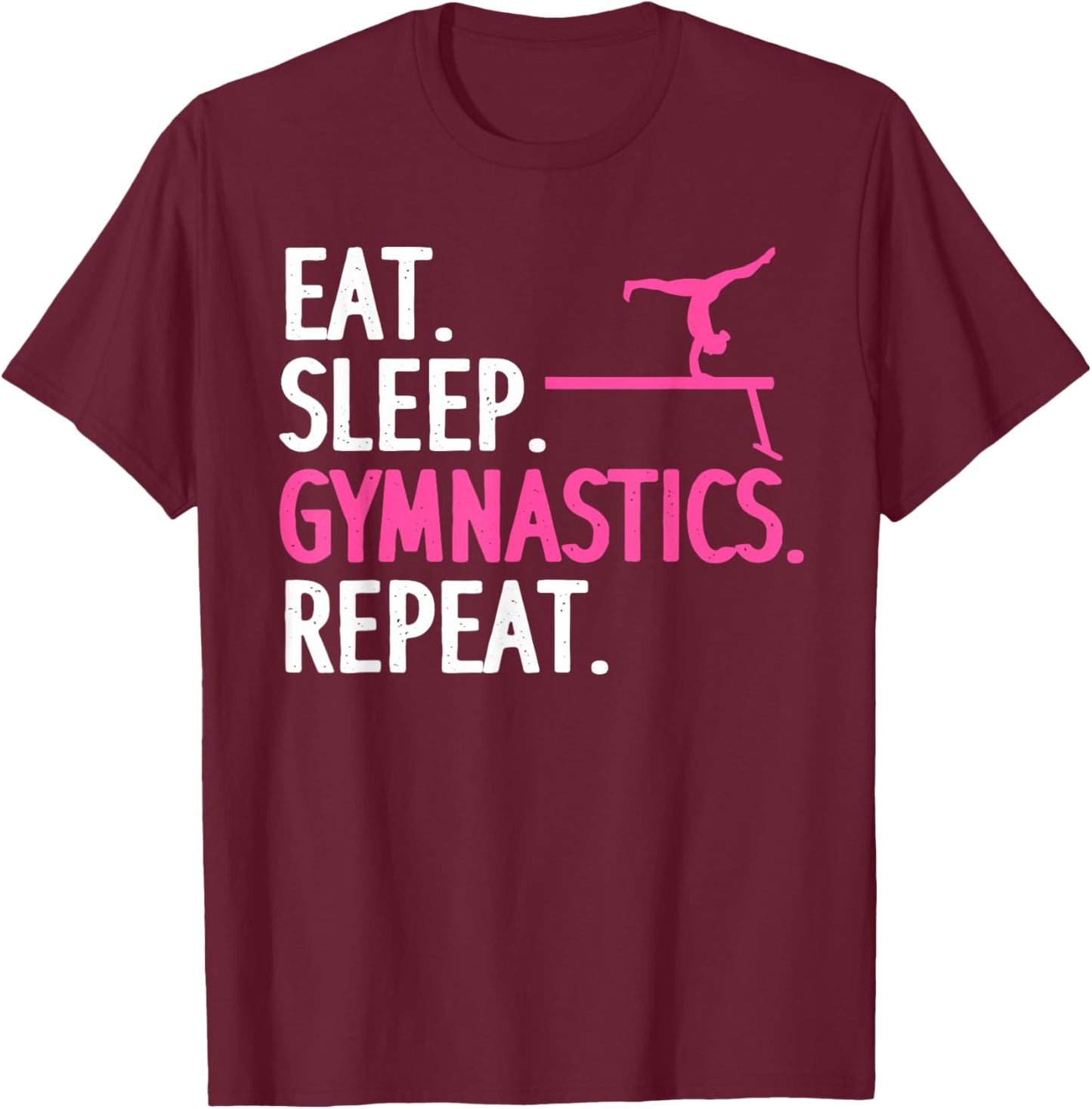 Cute Gymnastics Art for Girls Kids Women Tumbling Gymnast T-Shirt - T-Shirt | Maroon