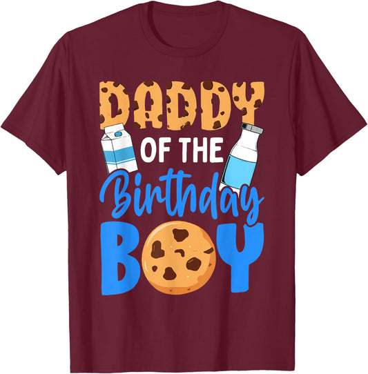 Daddy of the birthday boy Milk and Cookies 1st birthday T-Shirt - T-Shirt | Maroon