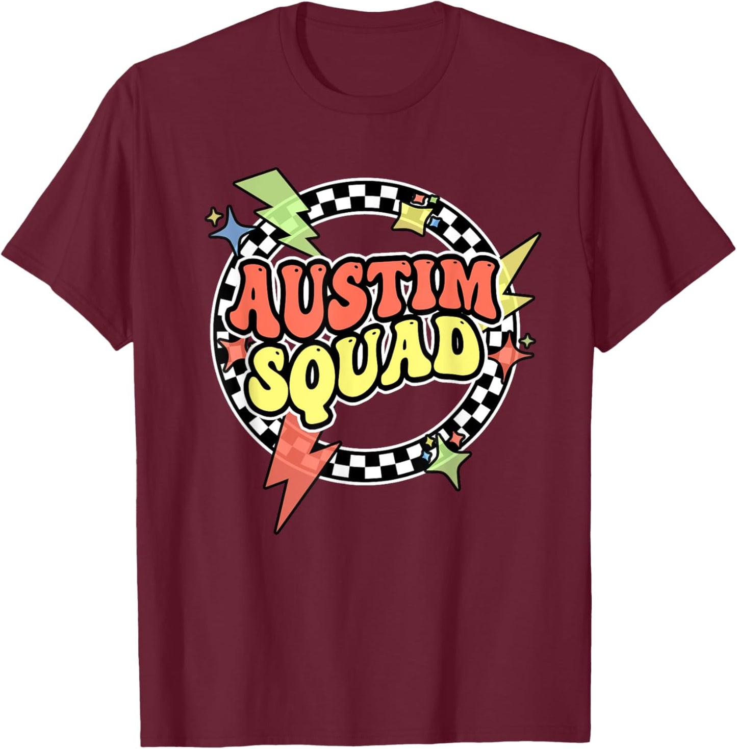 Retro Autism Squad Support Autism Mom Dad Funny For Kids Men T-Shirt - T-Shirt | Maroon