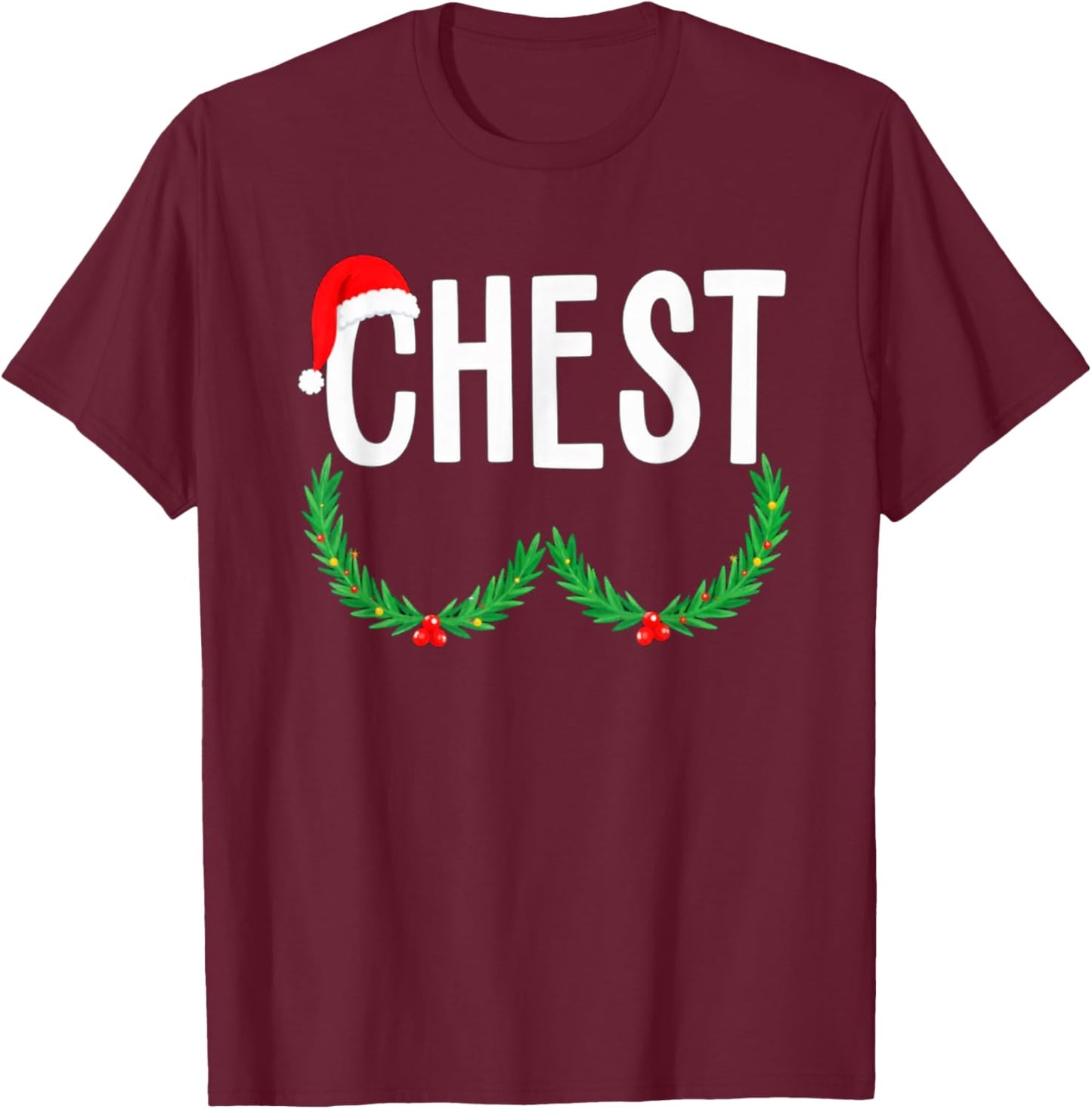 Chest Nuts Matching Chestnuts Funny Christmas Couples Chest T-Shirt - T-Shirt | Maroon