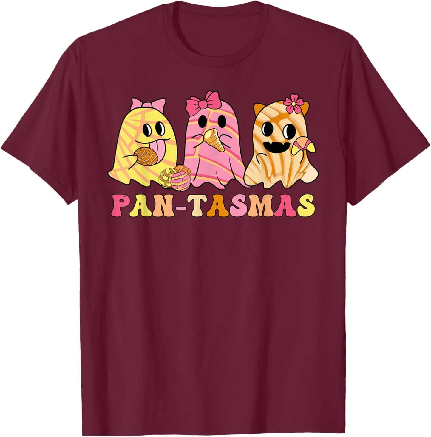 Pantasmas Mexican Spooky Halloween Ghost Conchas Pan-tasmas T-Shirt - T-Shirt | Maroon