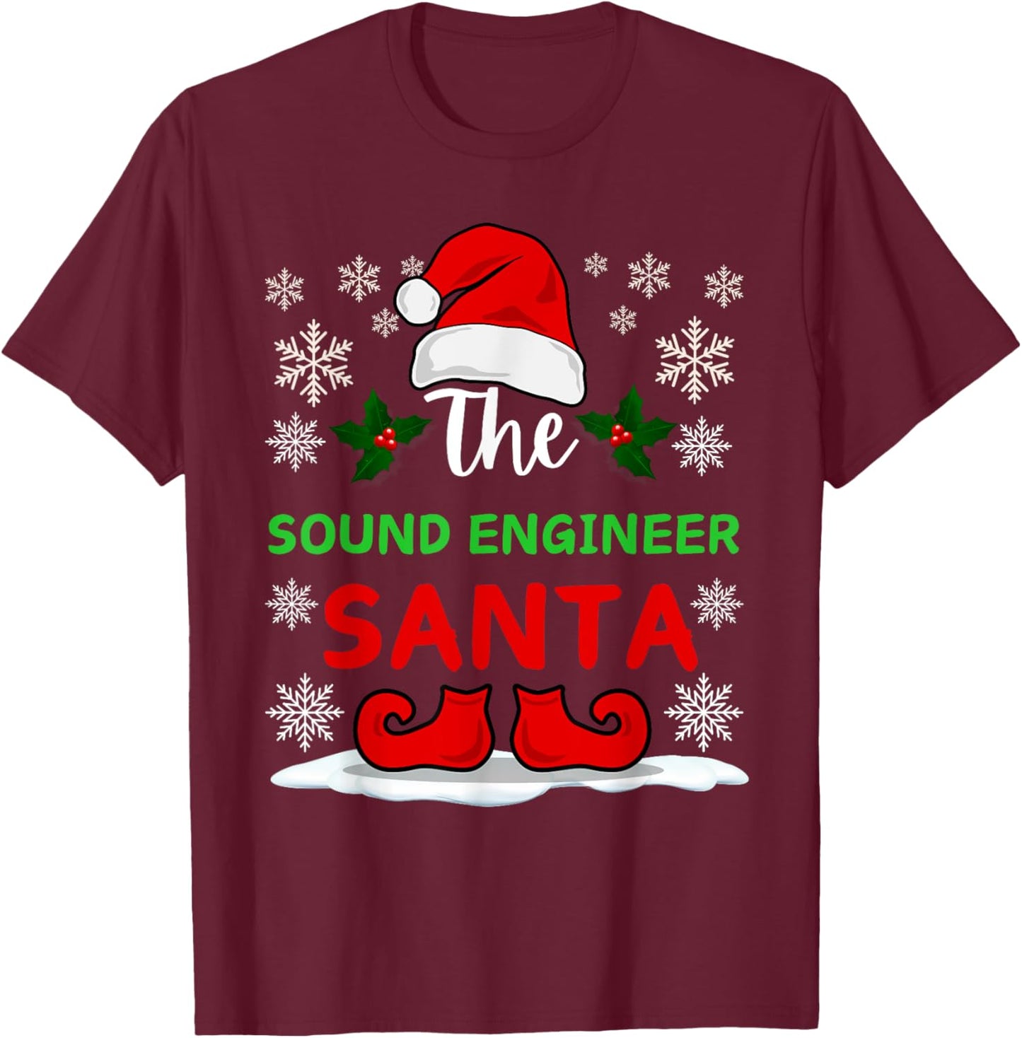 The Sound Engineer Santa Claus Christmas Day Xmas T-Shirt - T-Shirt | Maroon