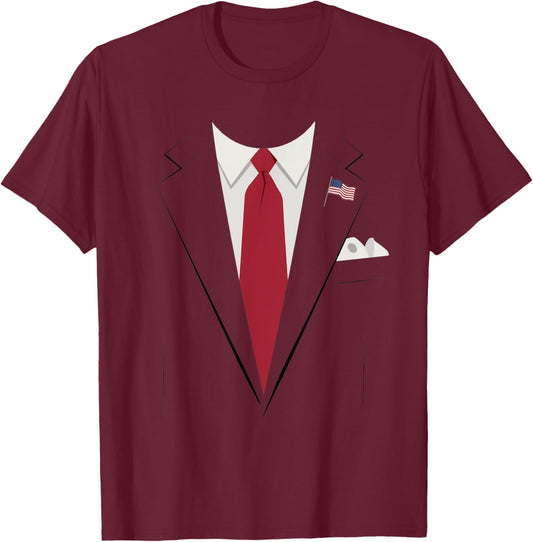 USA President Suit Easy Halloween Costume T-Shirt - T-Shirt | Maroon