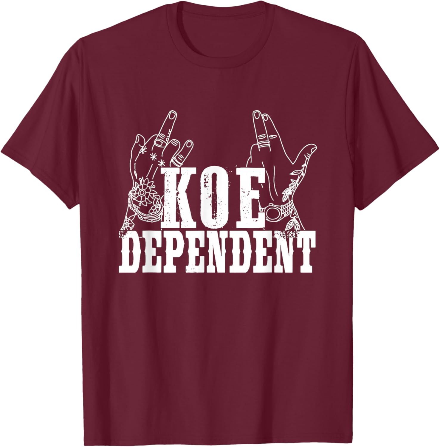 Koe Dependent KOE rock hand T-Shirt - T-Shirt | Maroon