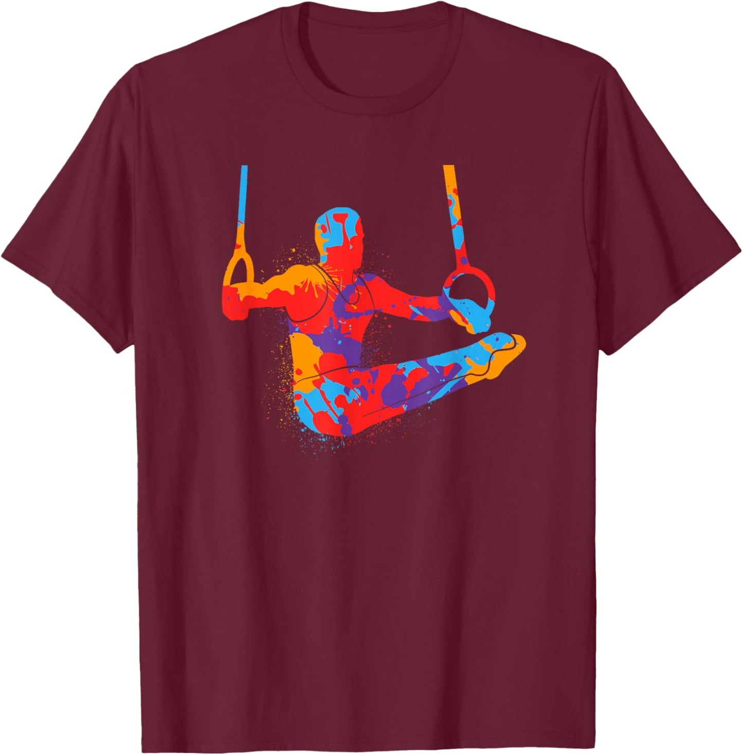 Gymnastics Sports Rings Kids Boys Colorful Gymnast T-Shirt - T-Shirt | Maroon