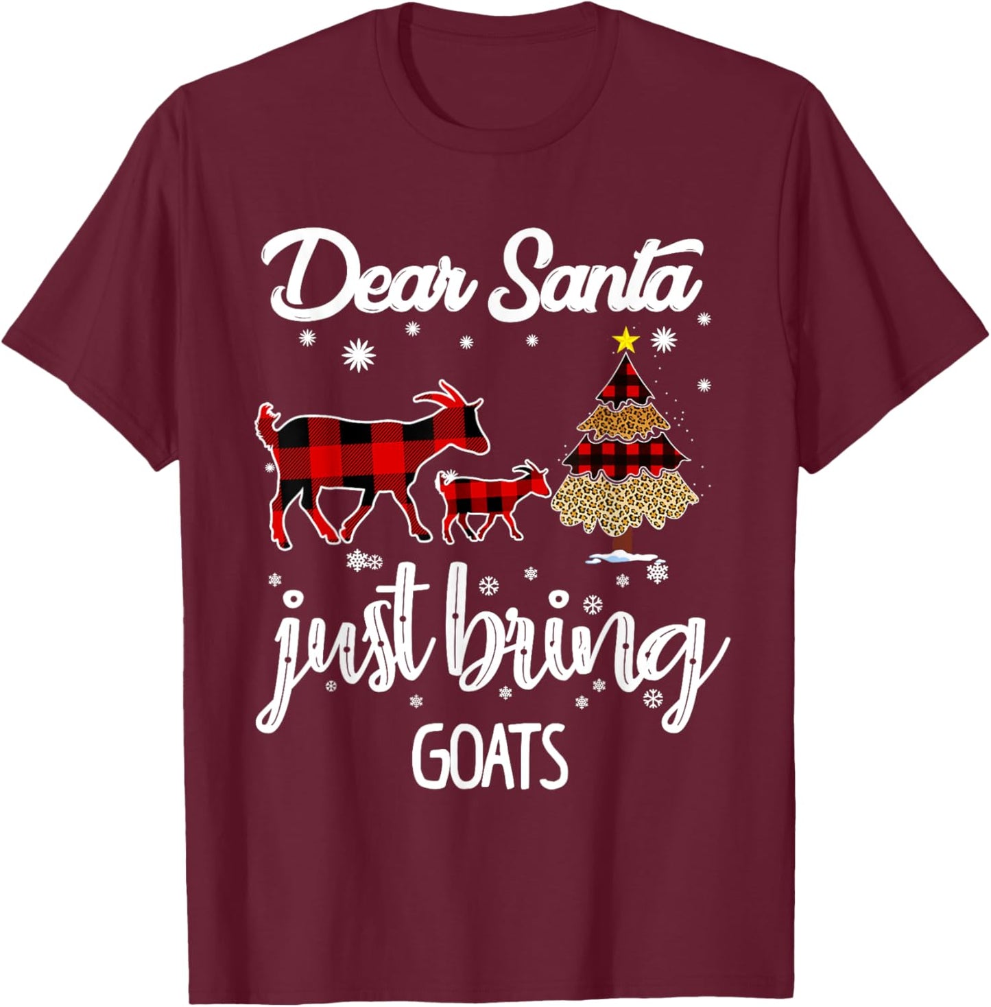 Funny Goat Christmas Goat Santa Holiday Costume For Kids T-Shirt - T-Shirt | Maroon