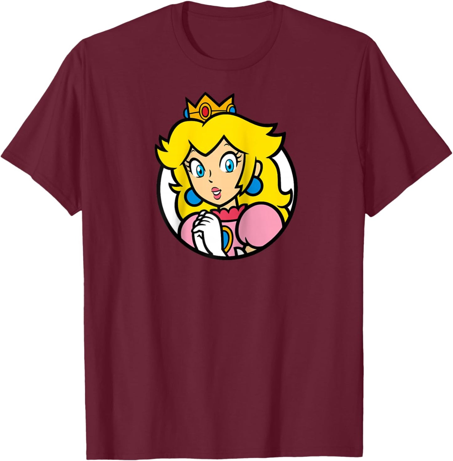 Super Mario Bros Princess Peach Nintendo Portrait Raglan Baseball T-Shirt - T-Shirt | Maroon