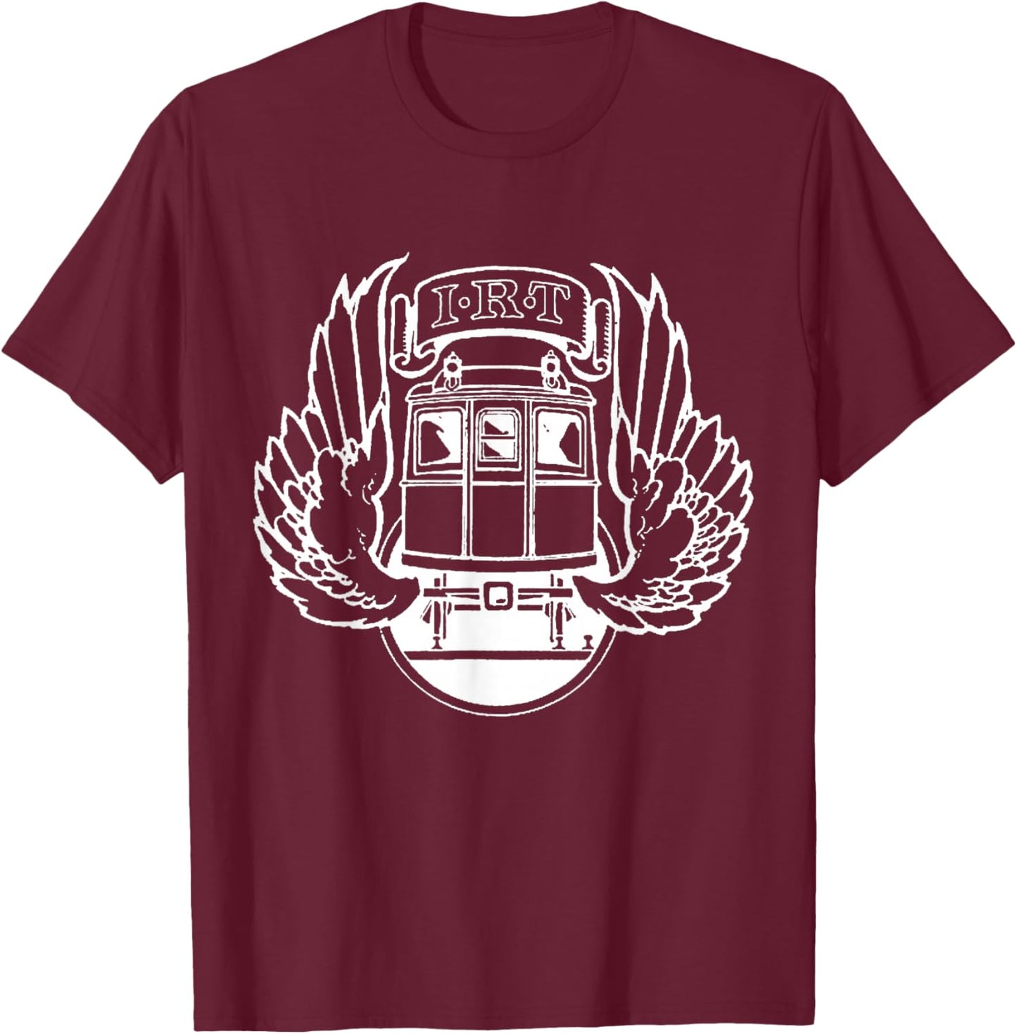 Empire State NY Co -Adult Retro IRT New York City Transit Subway Train , Black, Small, Short Sleeve T-Shirt - T-Shirt | Maroon