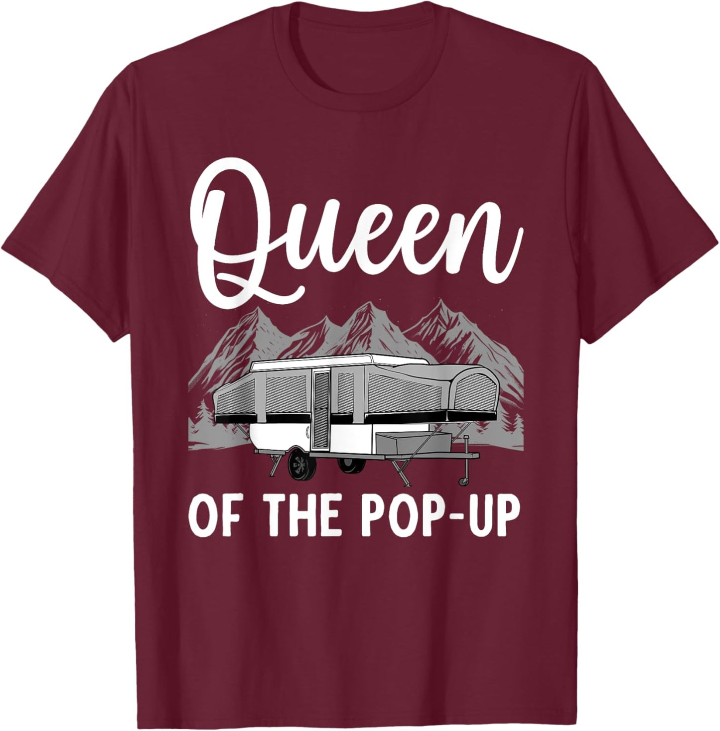 Pop Up Camper Art Girls Pop Up Trailer Camping T-Shirt - T-Shirt | Maroon