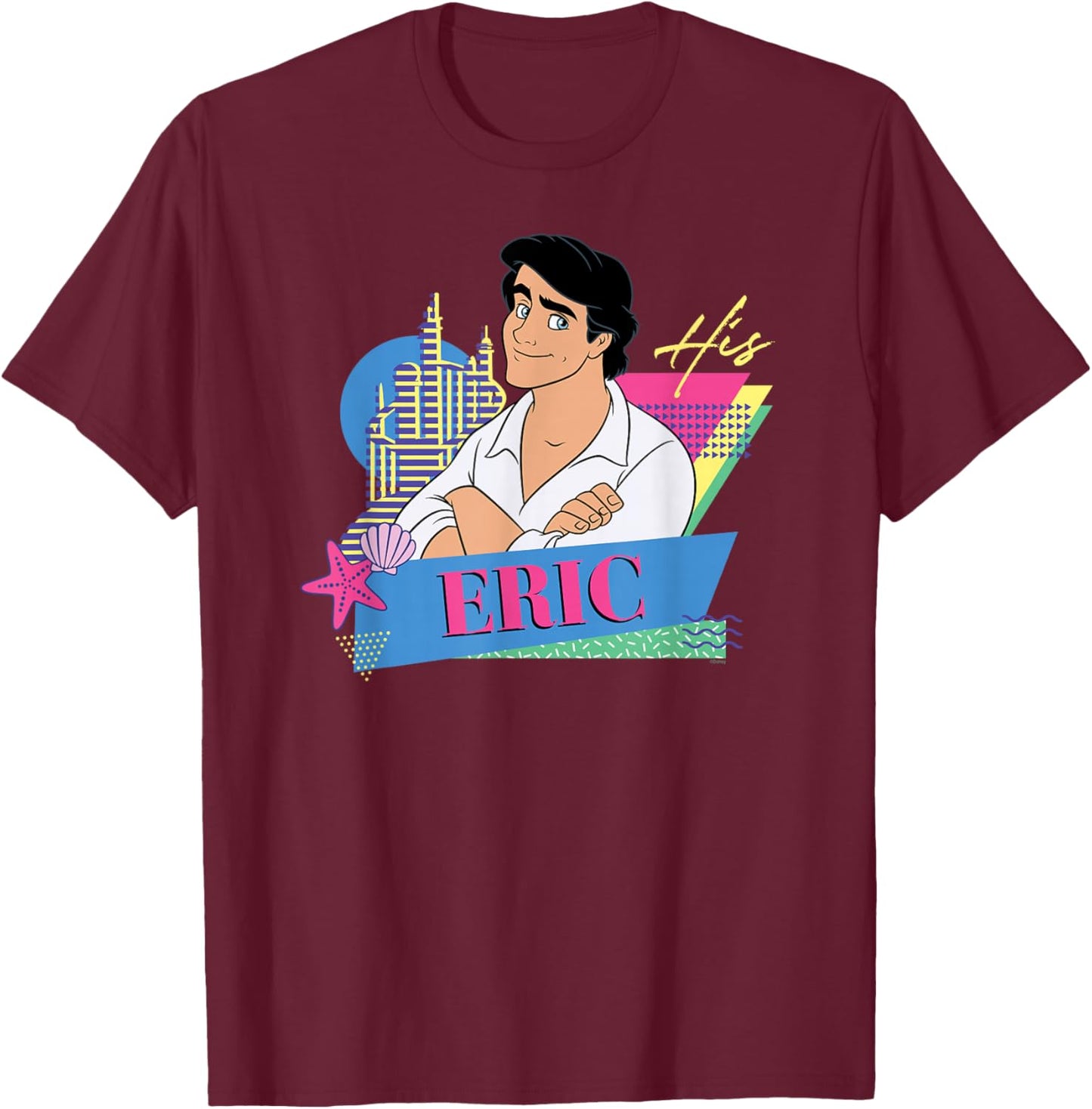 Disney The Little Mermaid Retro Couples Matching His Eric T-Shirt - T-Shirt | Maroon