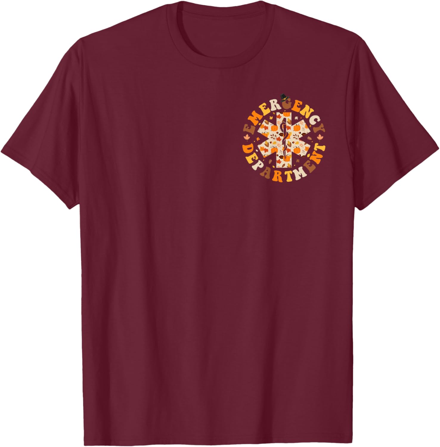 Emergency Department ER Nurse Fall Pumpkin Thanksgiving T-Shirt - T-Shirt | Maroon