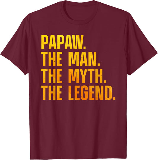 Papaw Design For Grandpa Grandfather From Grandkids Papaw T-Shirt - T-Shirt | Maroon