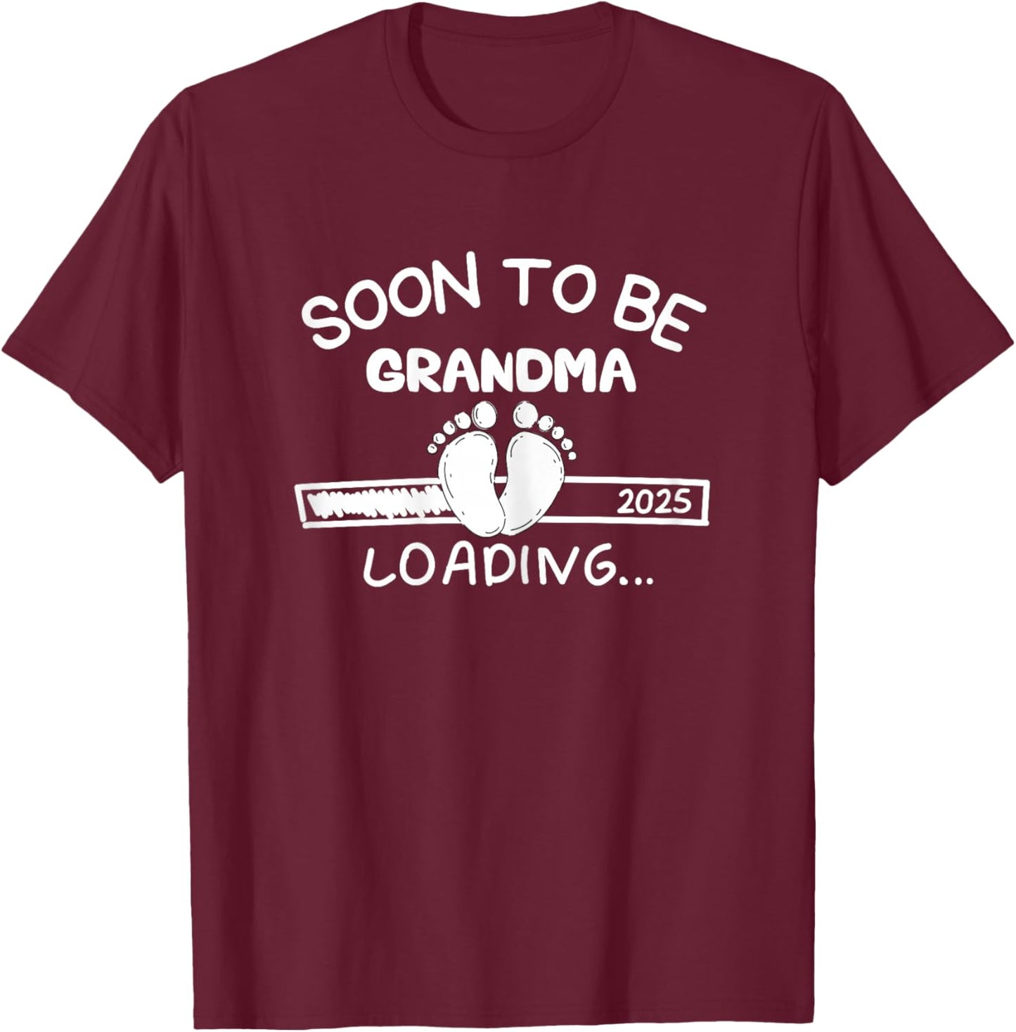 Vintage Soon to be Grandma 2025 Loading Promoted to Grandma T-Shirt - T-Shirt | Maroon