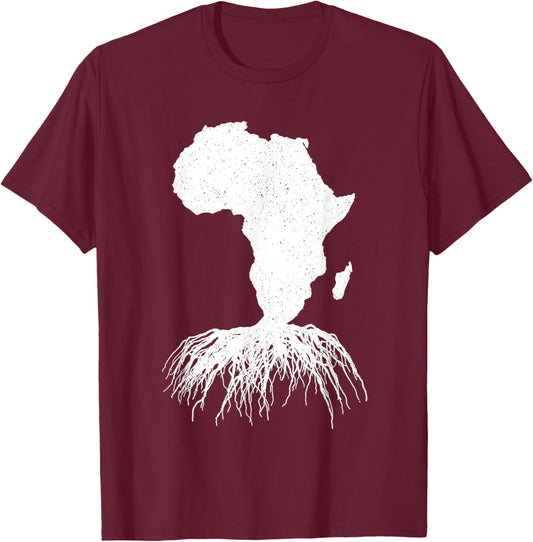 African Roots Art Women Afrocentric African Map T-Shirt - T-Shirt | Maroon