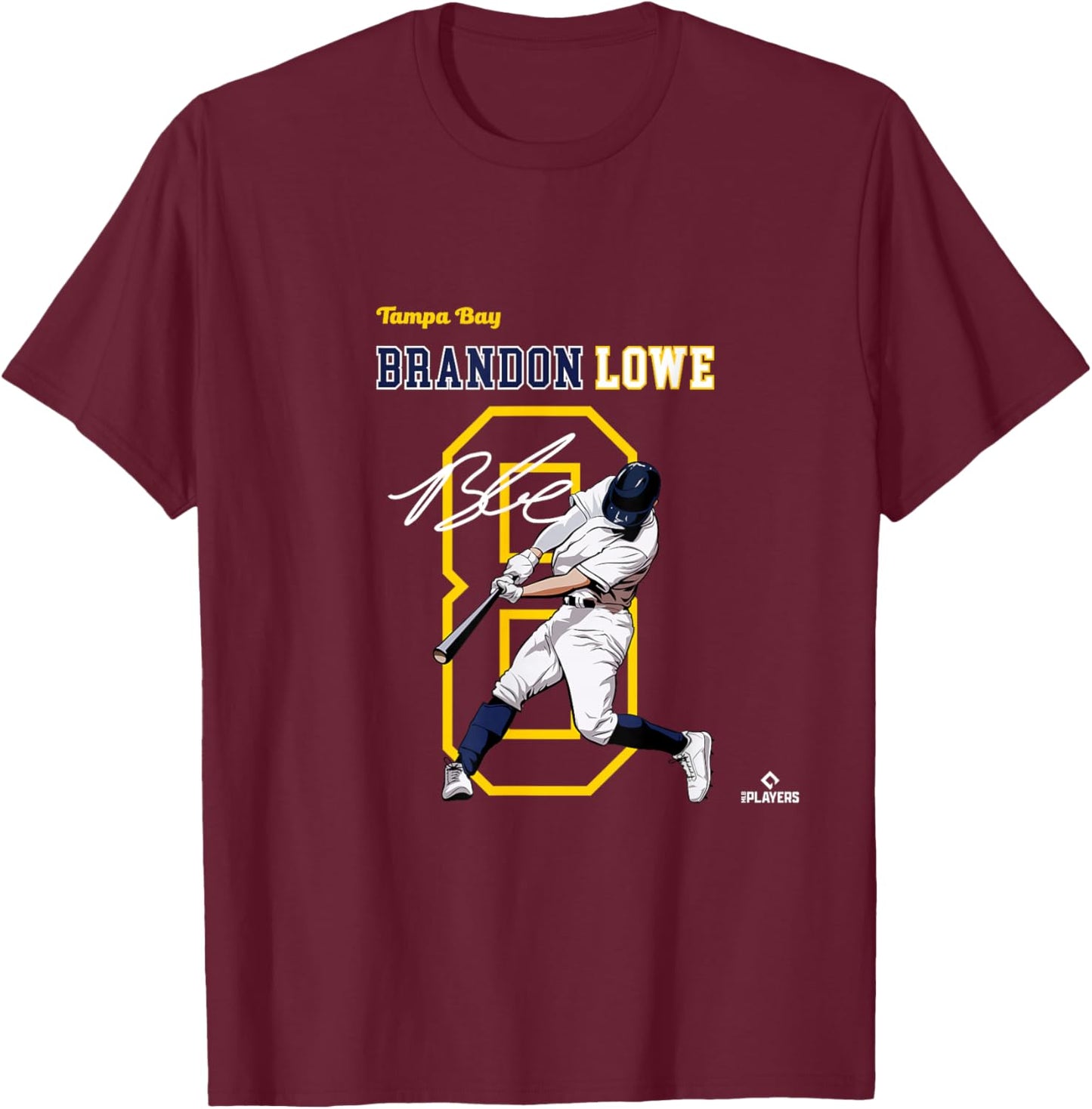 Brandon Lowe | Tampa Bay Baseball Players | MLBBLE3004 T-Shirt - T-Shirt | Maroon