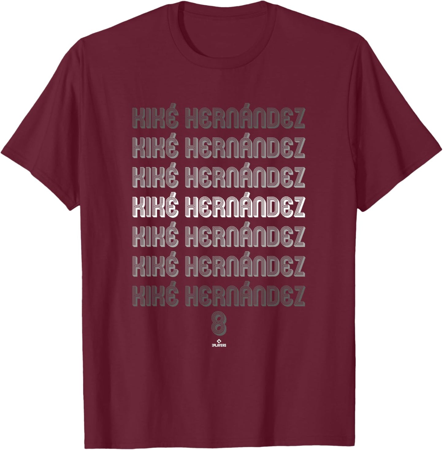 Retro Repeating Text Kiké Hernández Los Angeles Baseball T-Shirt - T-Shirt | Maroon