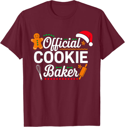 Official Cookie Baker Christmas Costume Mom Xmas T-Shirt - T-Shirt | Maroon