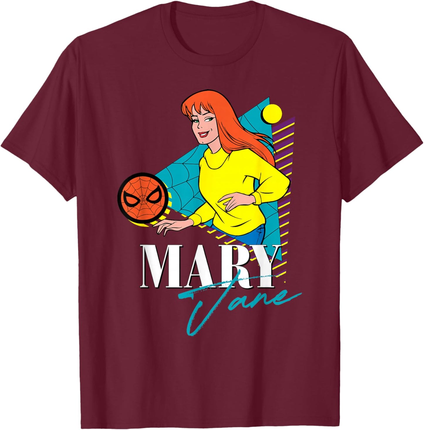 Marvel Spider-Man Retro '90s Couples Matching Mary Jane T-Shirt - T-Shirt | Maroon
