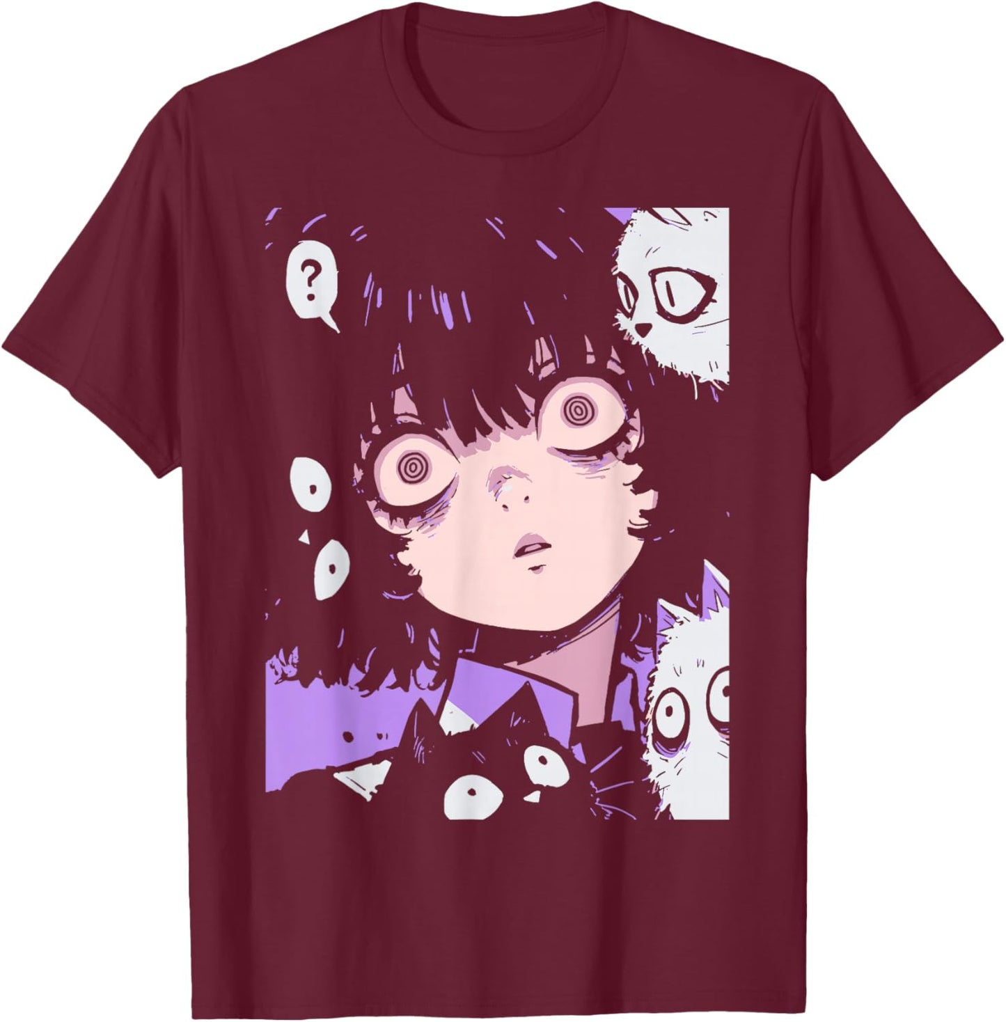 Horror Anime Manga Neko | Japan Japanese Creepy Kawaii Goth T-Shirt - T-Shirt | Maroon