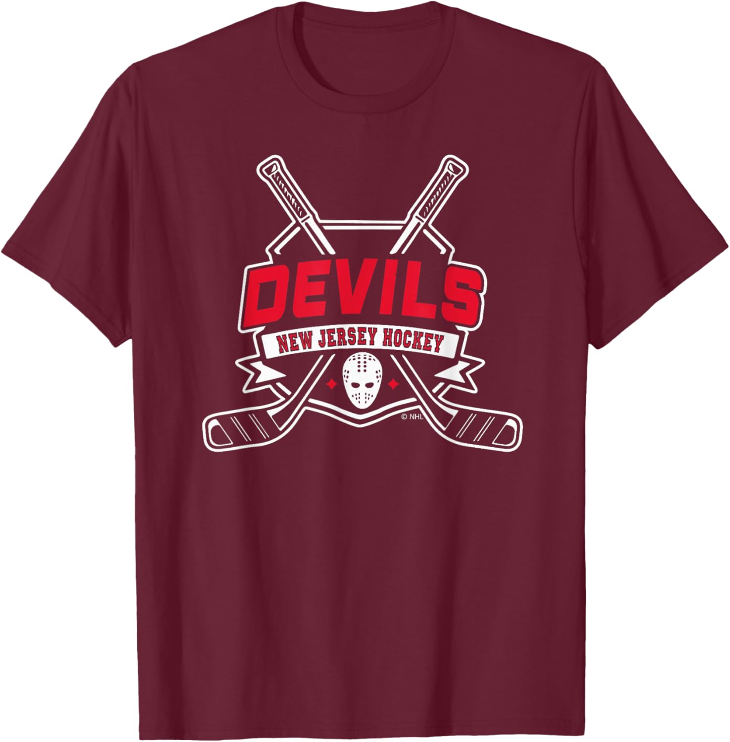 New Jersey Devils Hockey Sticks Black Officially Licensed T-Shirt - T-Shirt | Maroon
