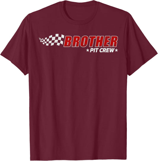 Brother Pit Crew Race Car Birthday Family Matching Pit Crew T-Shirt - T-Shirt | Maroon