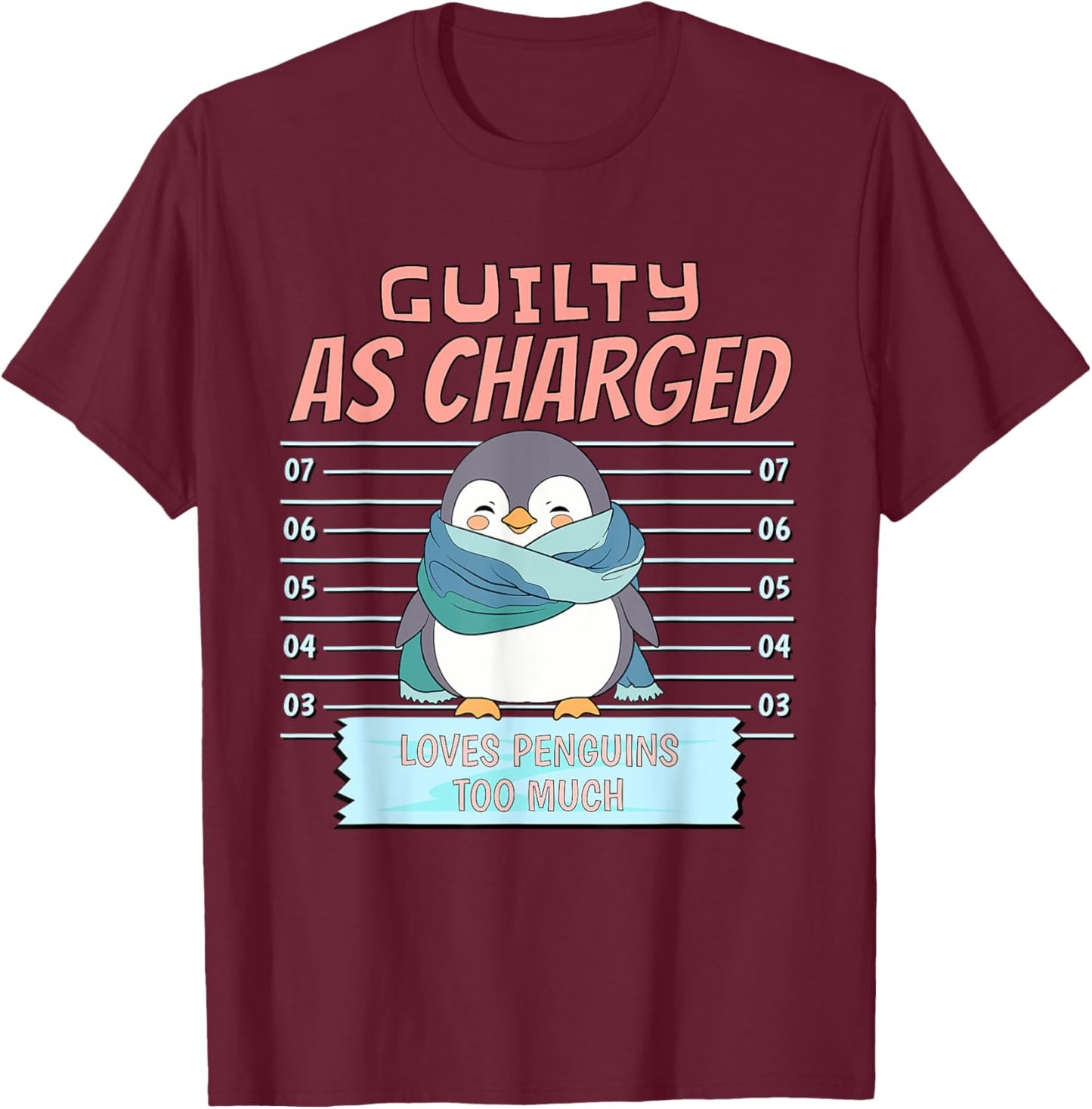 Cute Penguin Wrapped in Cozy Scarf Lover Arctic Enthusiasts T-Shirt - T-Shirt | Maroon