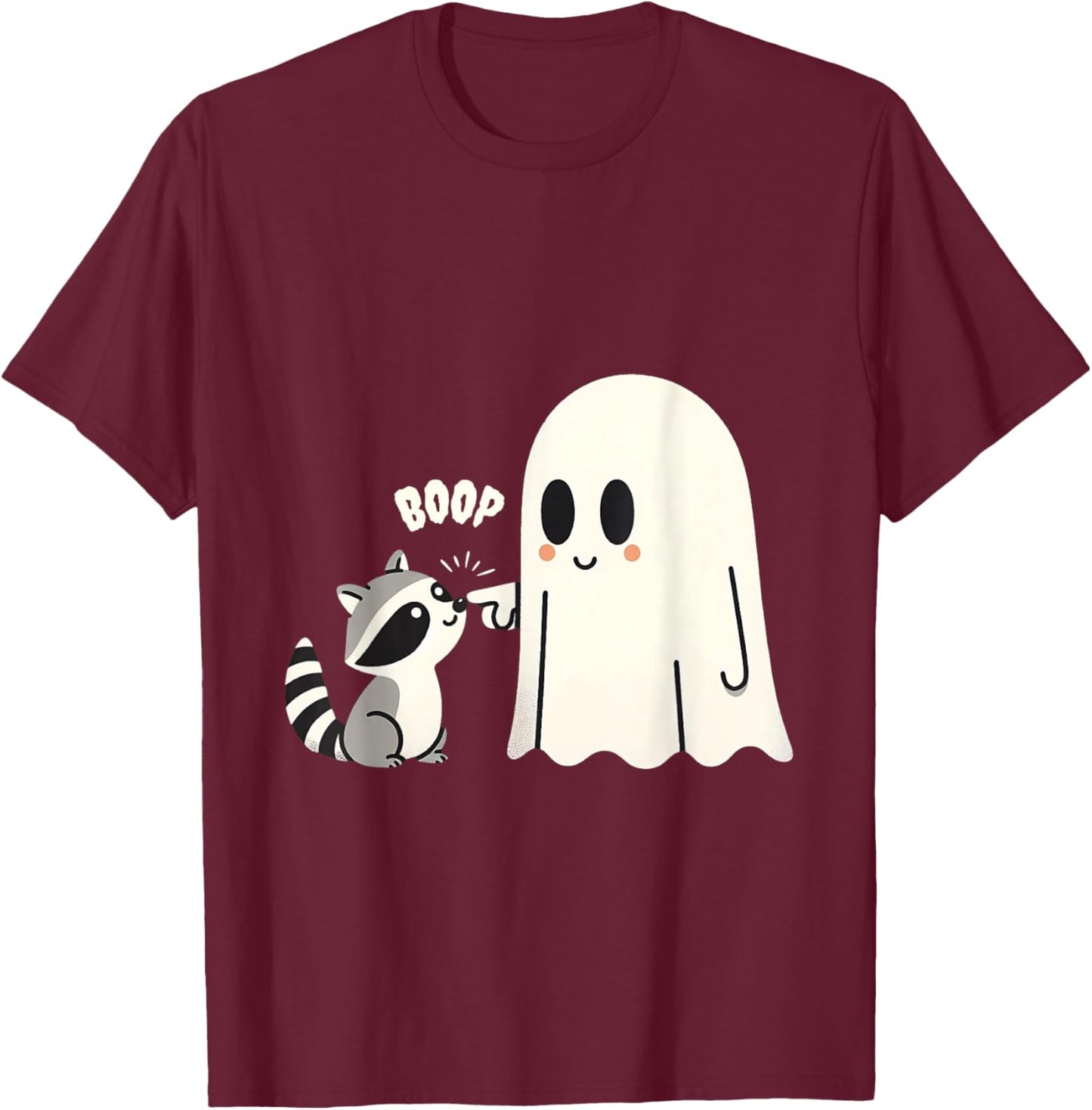 Raccoon Vintage Ghost Boop Men Women Funny Halloween Racoon T-Shirt - T-Shirt | Maroon