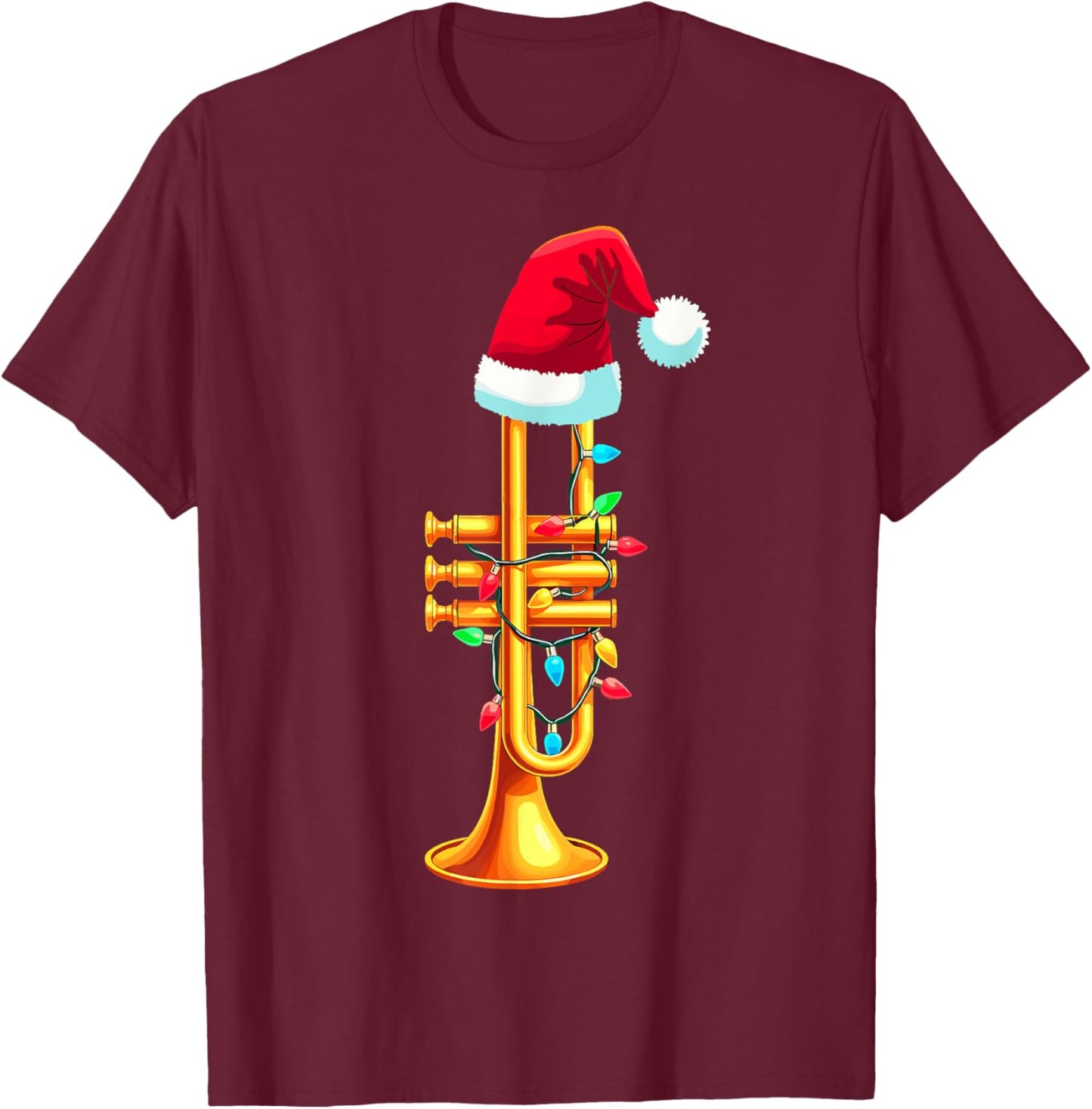 Santa Trumpet Musician Music Lover Xmas Christmas Party T-Shirt - T-Shirt | Maroon
