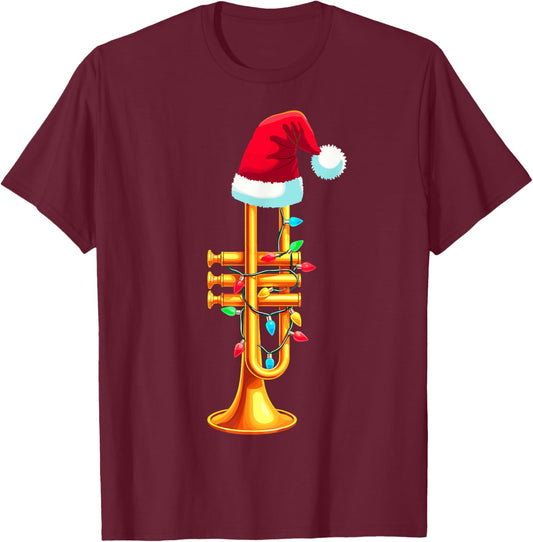 Santa Trumpet Musician Music Lover Xmas Christmas Party T-Shirt - T-Shirt | Maroon