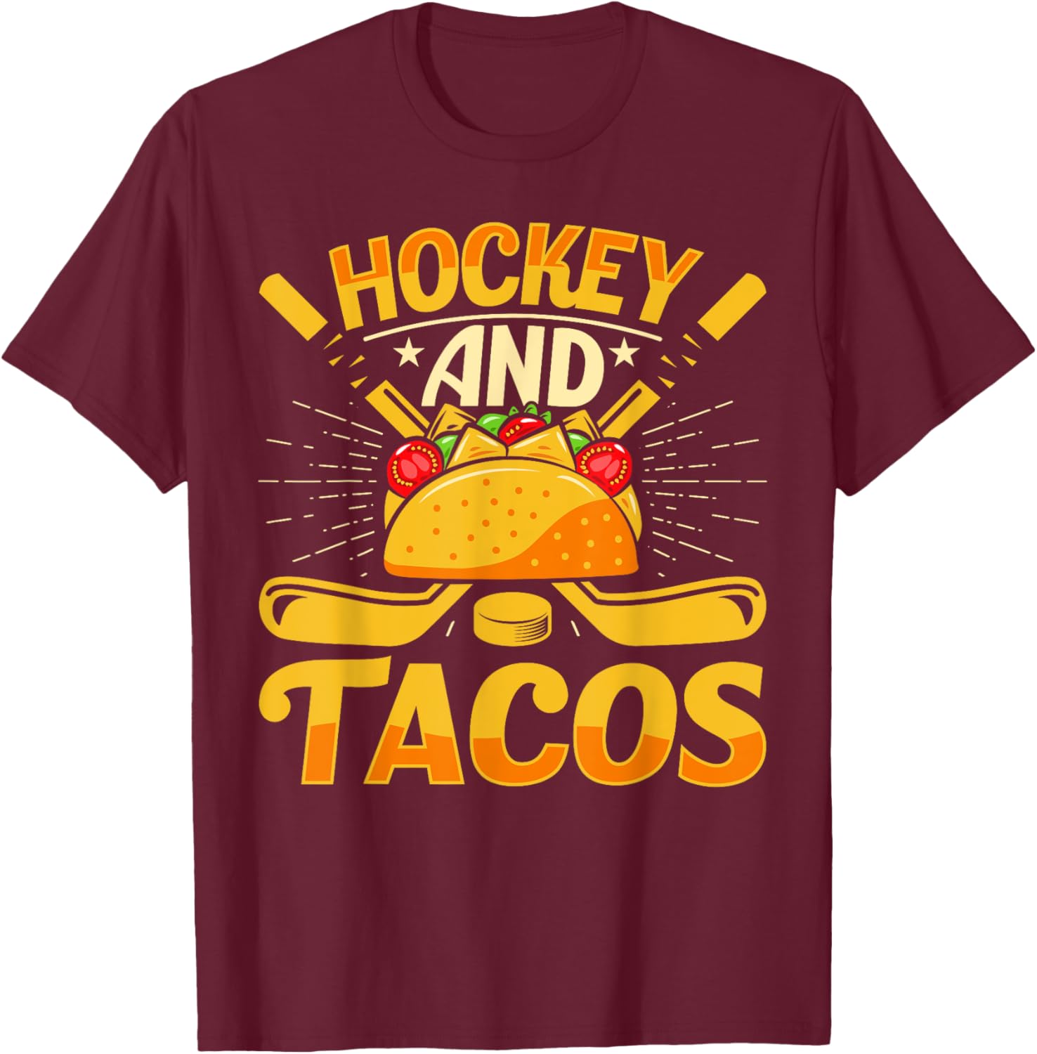 Hockey and Tacos Funny Ice Hockey Lover Youth Player Kids T-Shirt - T-Shirt | Maroon