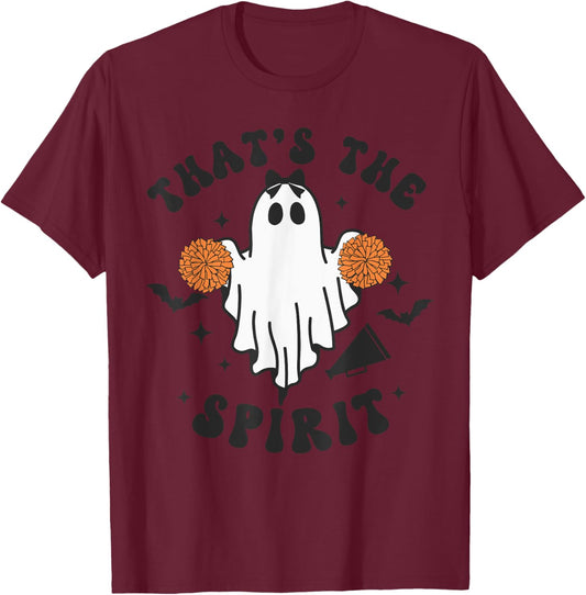 Funny Cheerleader Ghost Halloween Cheer Mom Cheerleader T-Shirt - T-Shirt | Maroon
