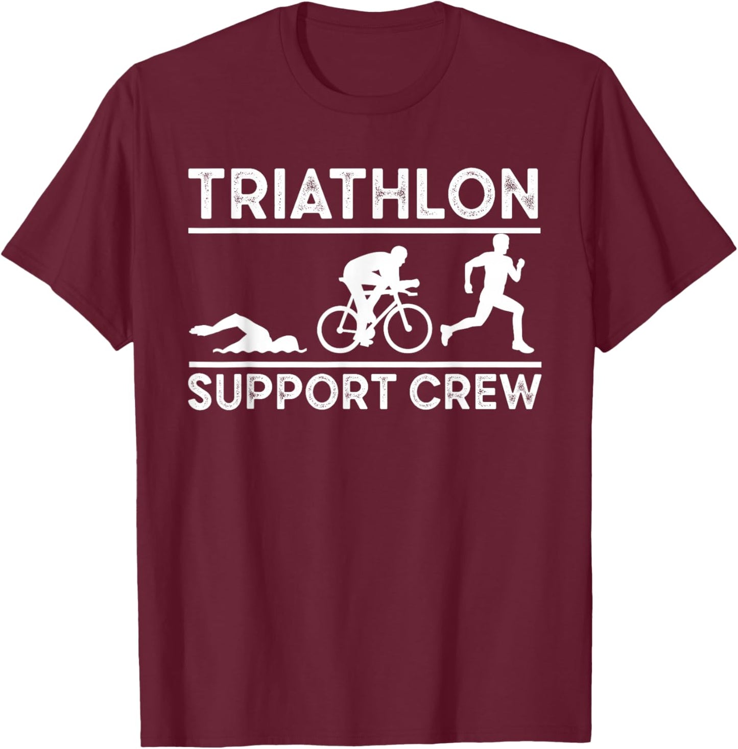 Triathlon Support Crew Men Women Kids Family Friend T-Shirt - T-Shirt | Maroon