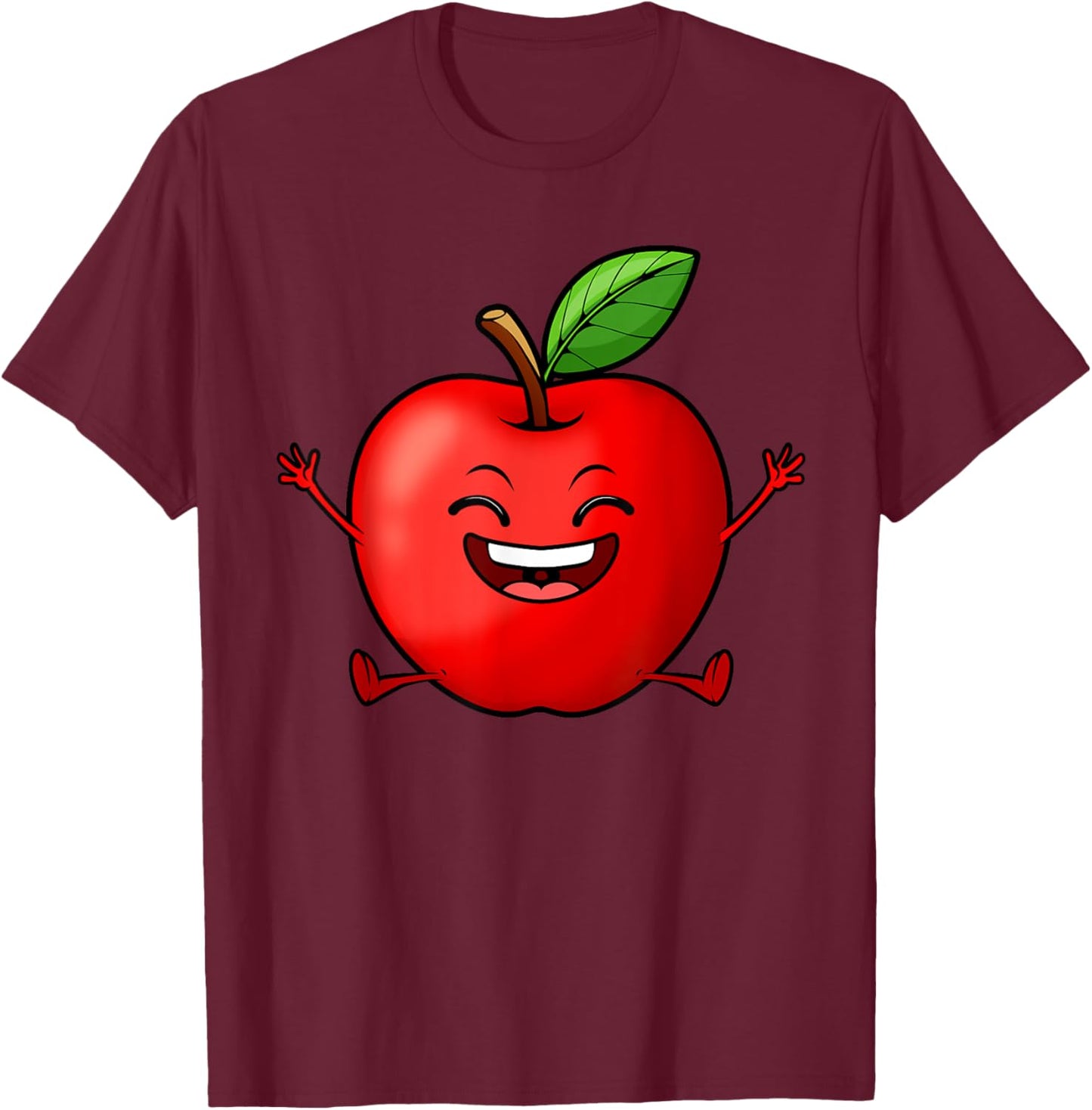 Cute Red Apple Design Women Kids Red Apple Lovers T-Shirt - T-Shirt | Maroon