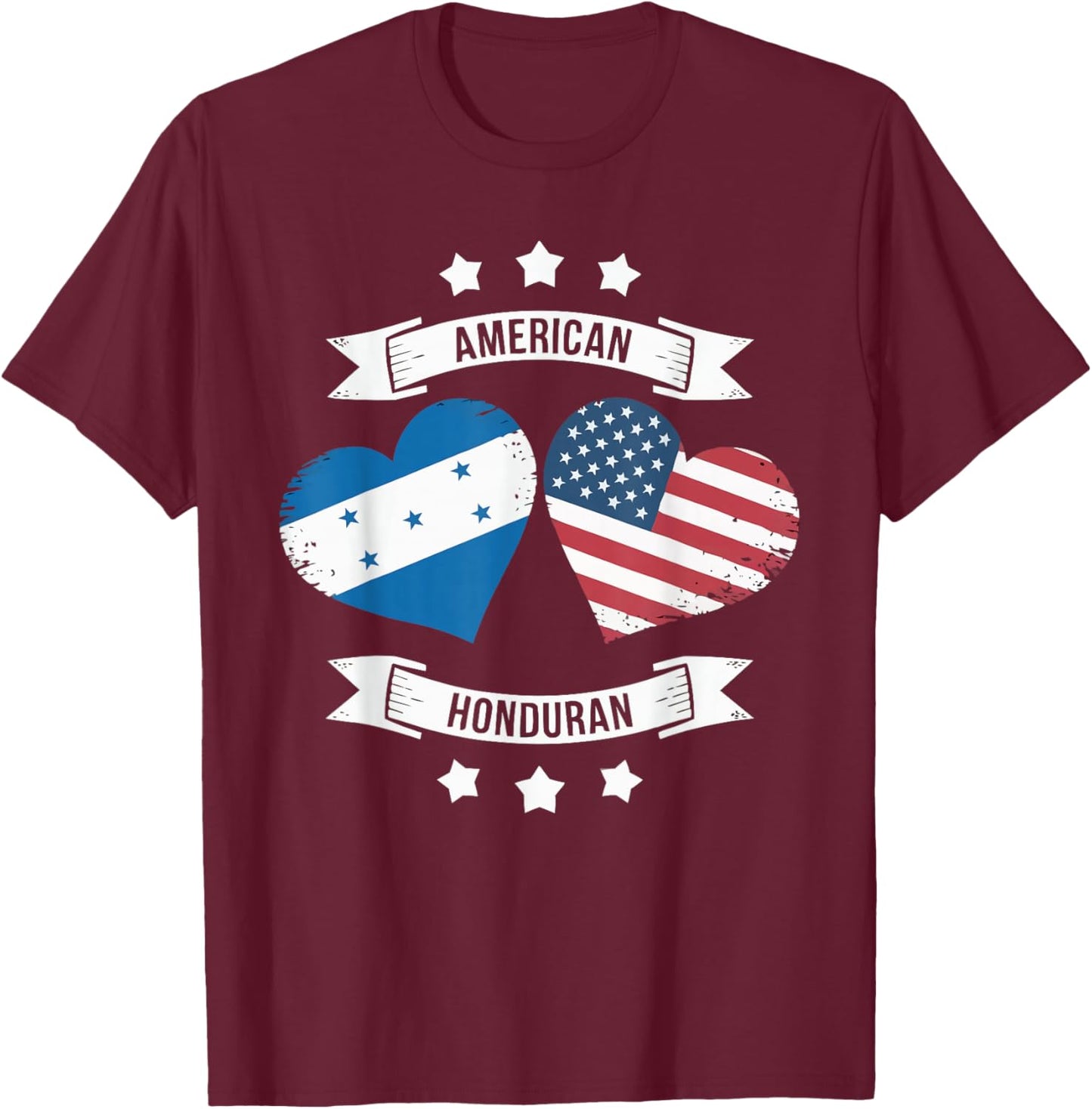 Half American Half Honduran USA Flag Honduras America T-Shirt - T-Shirt | Maroon