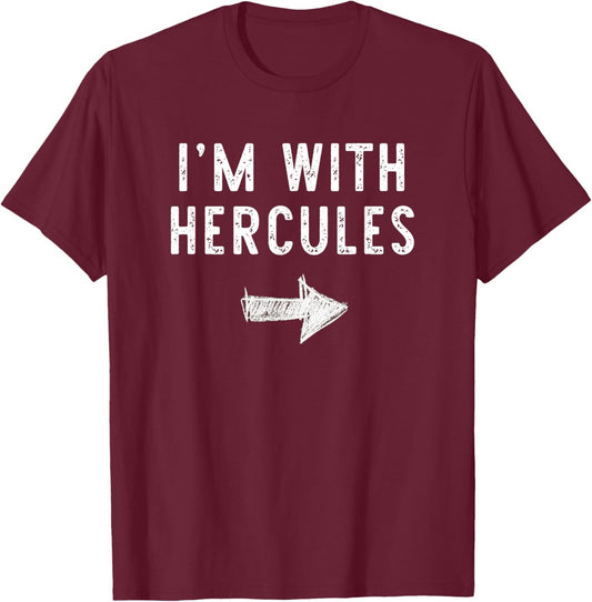 I’m with Hercules Funny Halloween Couple Costume T-Shirt - T-Shirt | Maroon