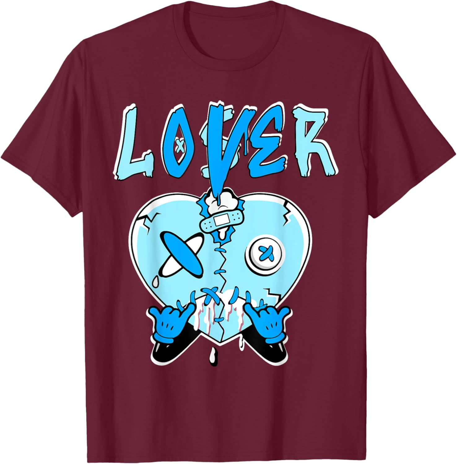 Loser Lover Light Blue Drip Heart Matching Outfit Men Women T-Shirt - T-Shirt | Maroon