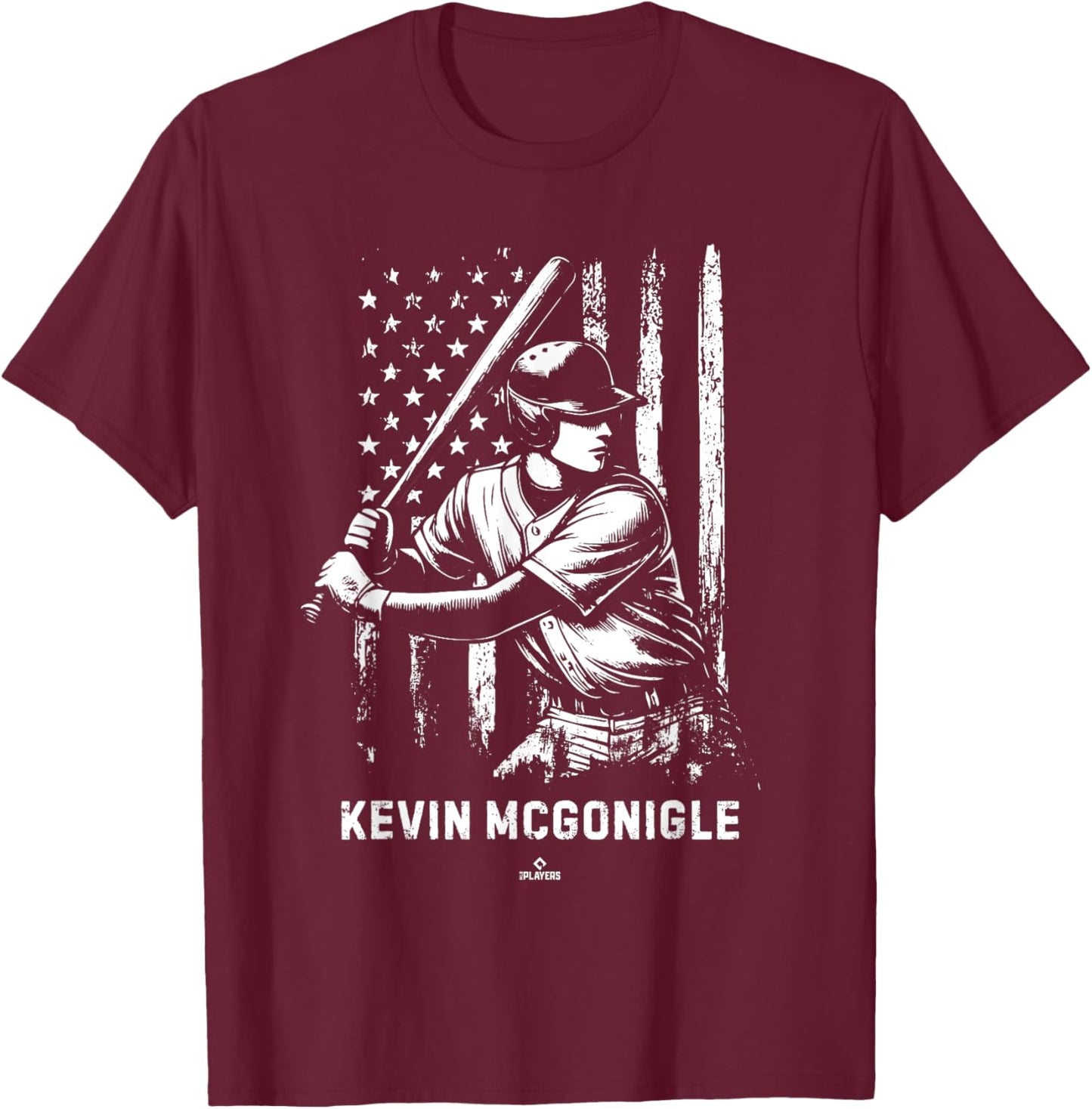 Player Illustration Flag Kevin McGonigle Prospect Baseball T-Shirt - T-Shirt | Maroon