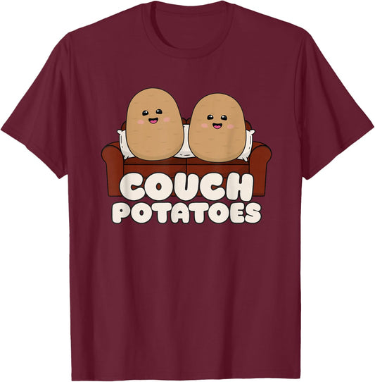 Potatoe Lover Cute Kawaii Funny, Couch Potatoes T-Shirt - T-Shirt | Maroon