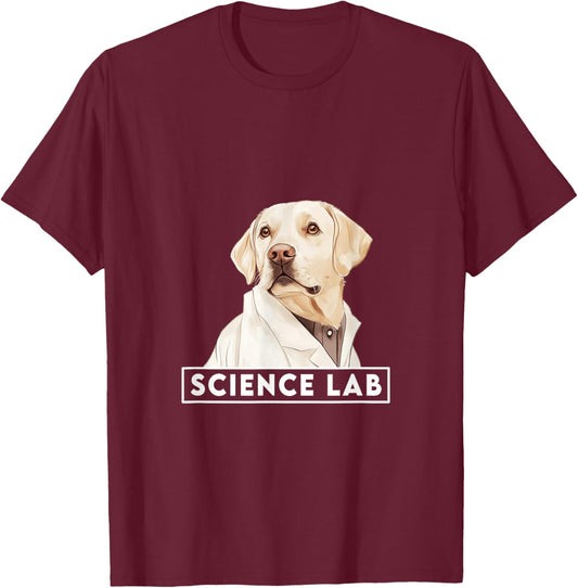 Funny Science Lab Design featuring a Labrador Science Dog T-Shirt - T-Shirt | Maroon
