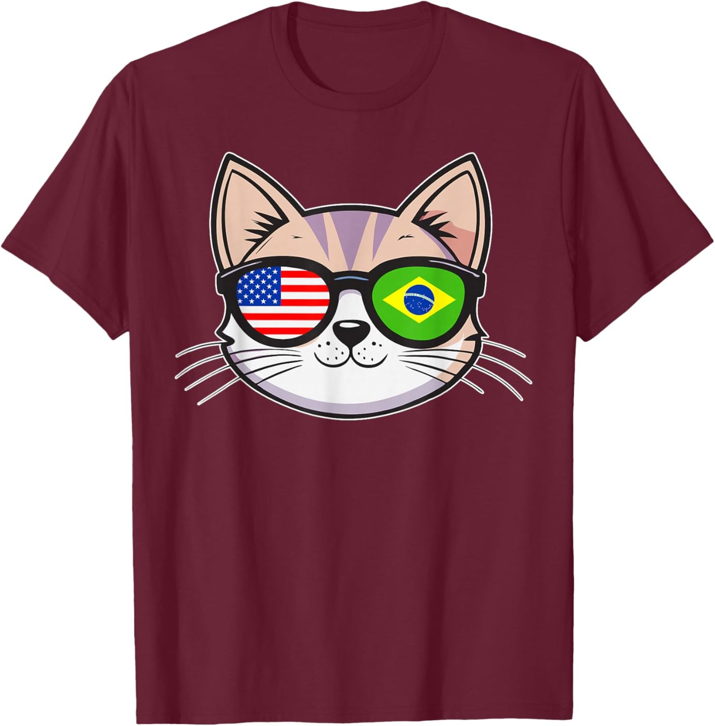 USA Brazil American Brazilian T-Shirt - T-Shirt | Maroon