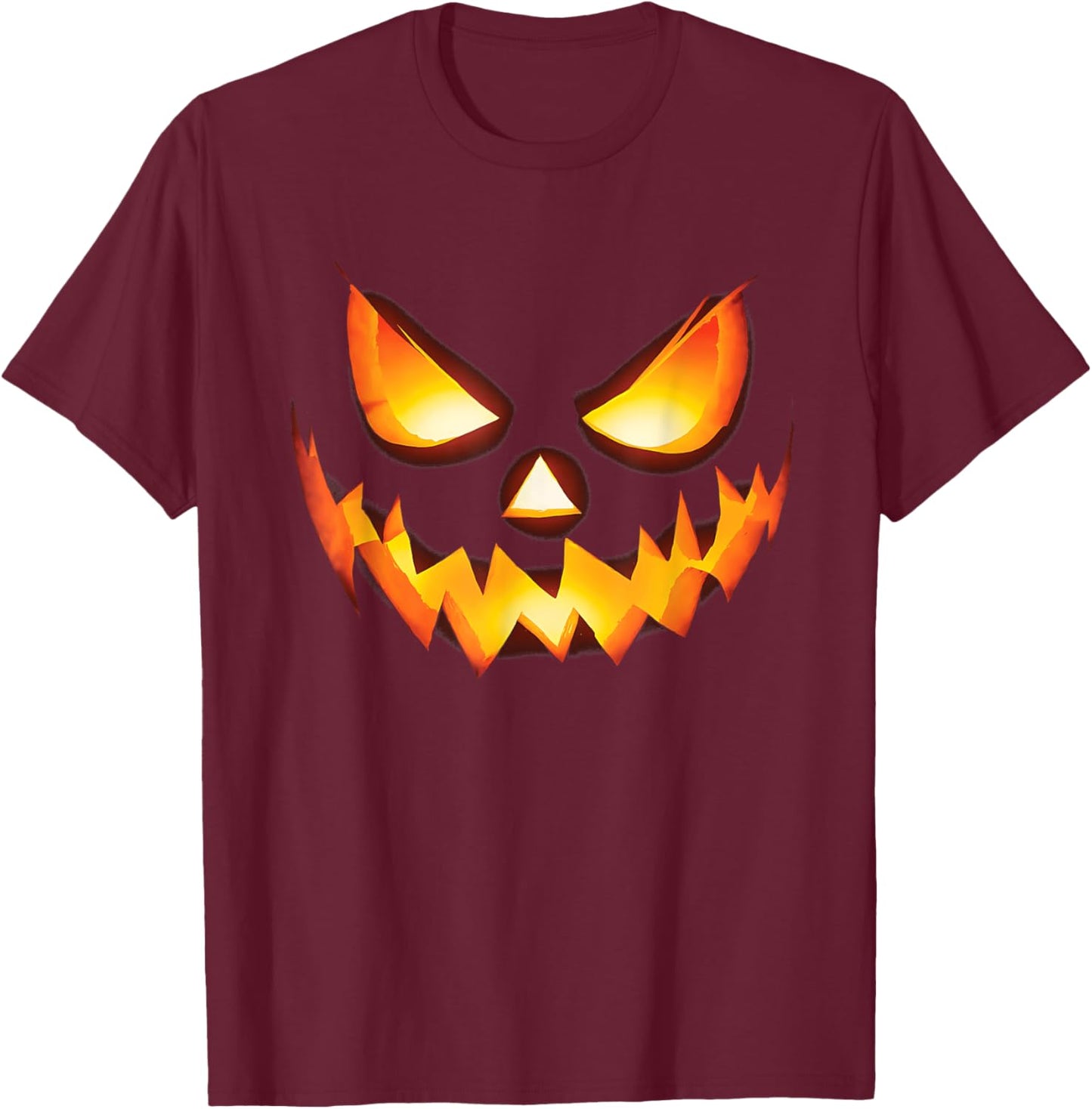 Jack O Lantern Scary Carved Pumpkin Face Halloween Costume T-Shirt - T-Shirt | Maroon