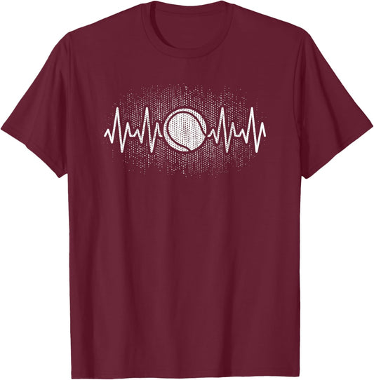 Tennis Heartbeat Tennis Player Men Women Kids T-Shirt - T-Shirt | Maroon