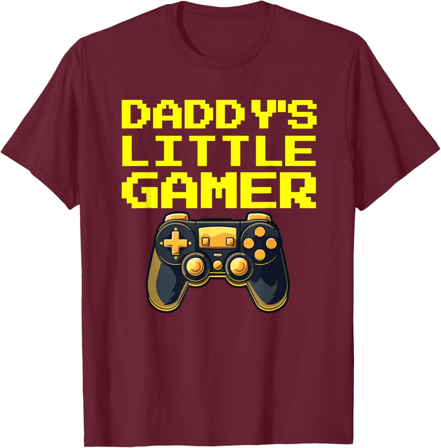 Daddys Little Gamer Gaming Family T-Shirt - T-Shirt | Maroon