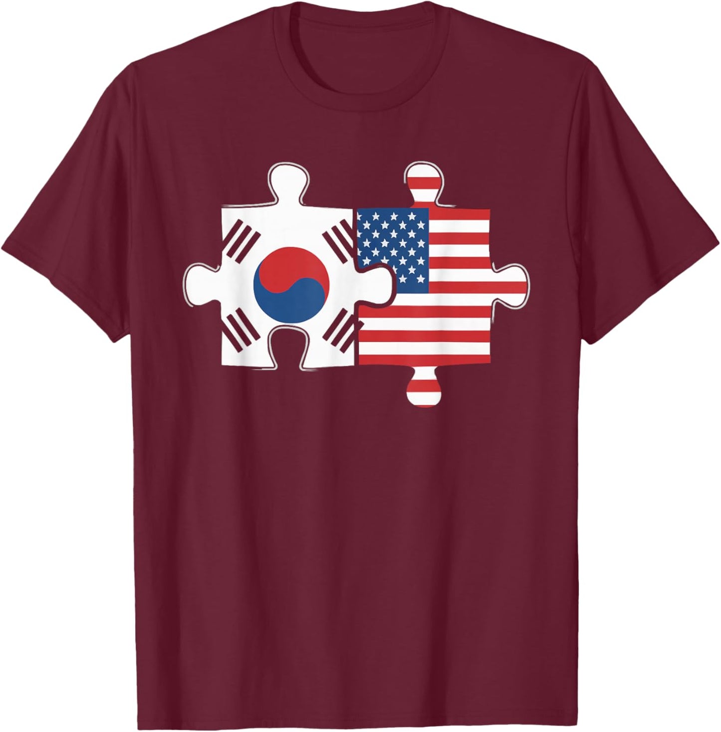 Half American Half Korean USA Flag South Korea America T-Shirt - T-Shirt | Maroon