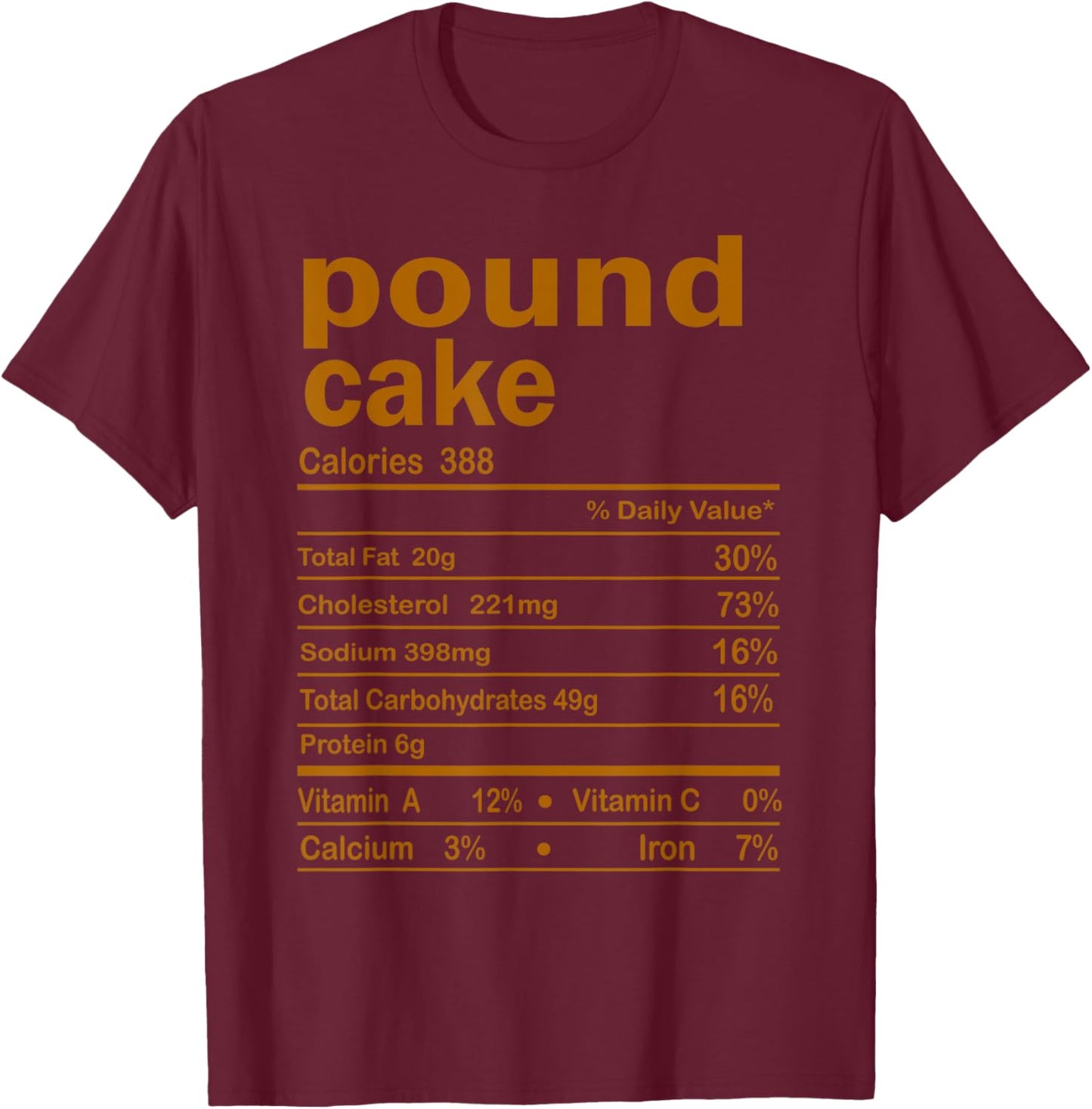 Pound Cake Nutritional Facts Thanksgiving Family Matching T-Shirt - T-Shirt | Maroon