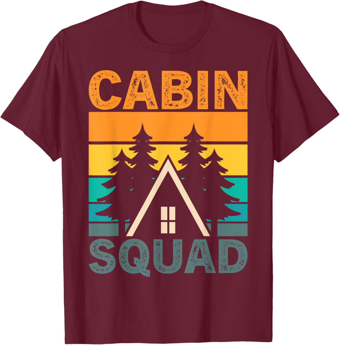 Retro Cabin Lover Cabin Squad T-Shirt - T-Shirt | Maroon
