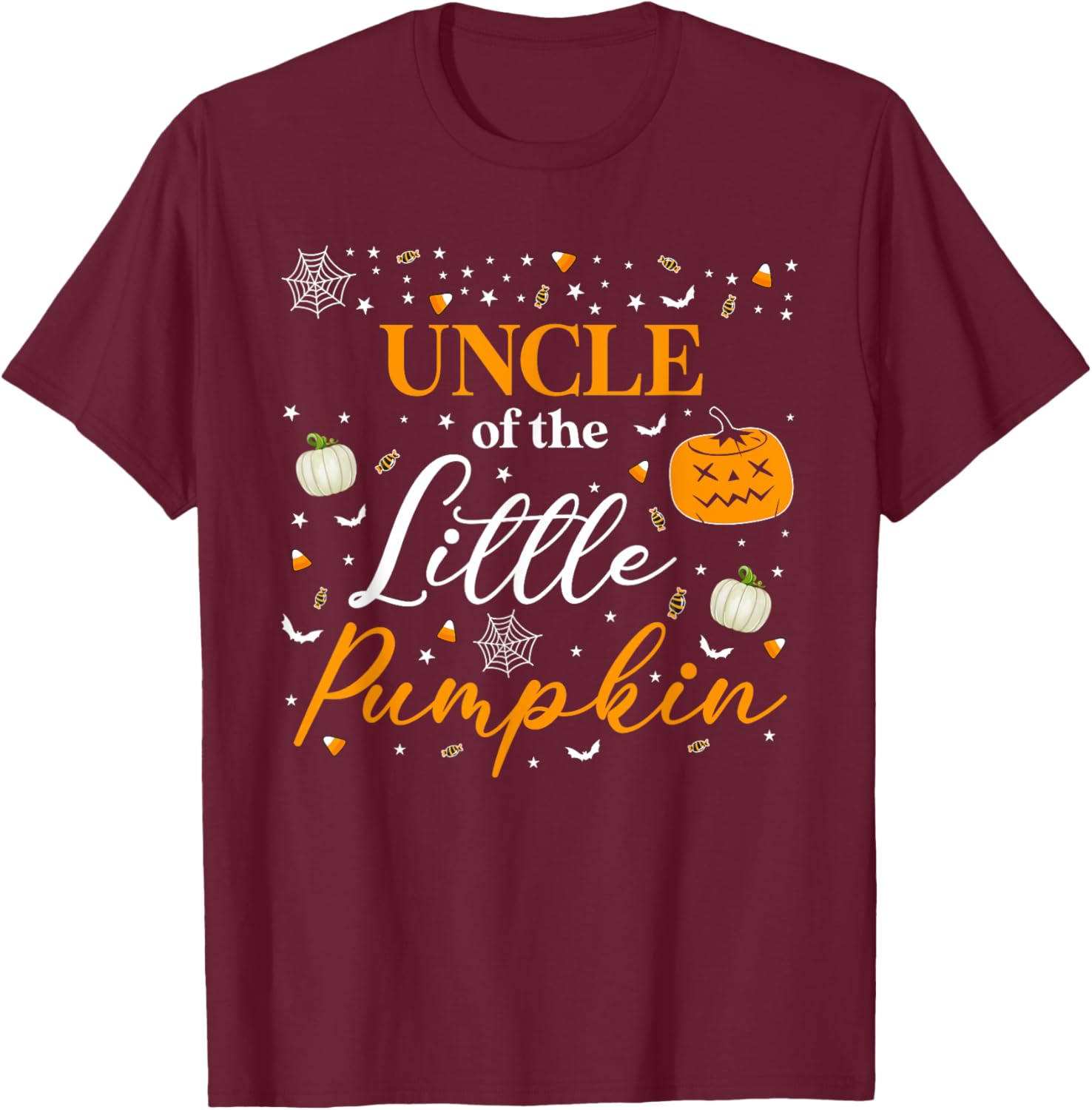Uncle Of The Little Pumpkin Family Matching Halloween T-Shirt - T-Shirt | Maroon
